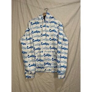 Fashion Classic Cookies All Over Print Hoodie White Blue Mens Pullover #2124